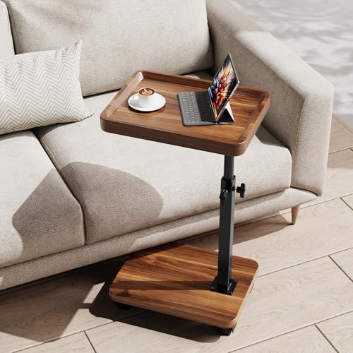 C Table with Wheels, Adjustable Height, 360° Swivel Bed Tray Table by sjie