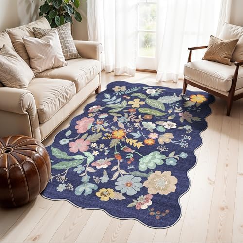 Washable 3x5 Entryway Area Rugs: Ultra Soft Low Pile Carpet for Kitchen Nursery Indoor Light-Weight Doormat Anti-Slip Thin Water-Resistant Rug for Living Room Bedroom Small Floor Mat(3x5,Purple) by HYHAOYUNLAI