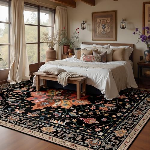 RELEANY Washable Area Rug, Large 10'x12', Black/Colorful - Image 2