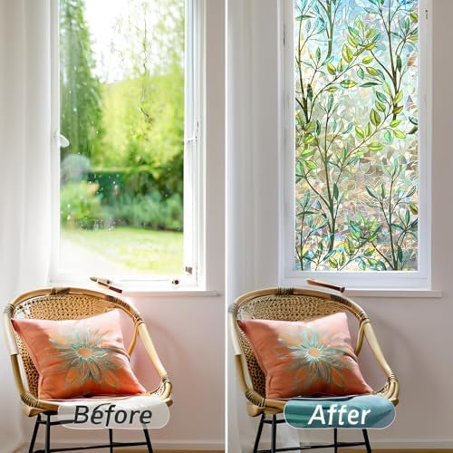 Rainbow Window Privacy Film,Stained Glass Cling, Green, 35.4" x 157.4" - Image 6
