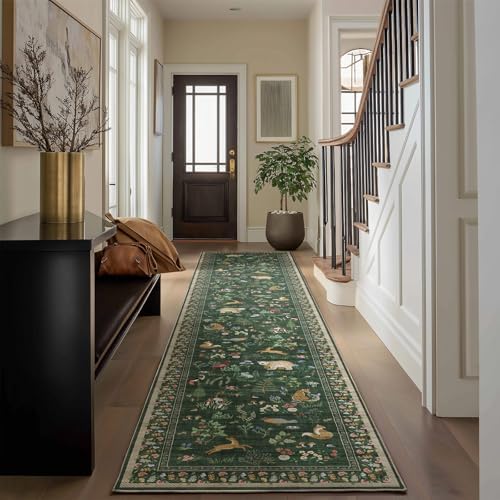 Washable Kitchen Rug Runners for Hallways: 2'x10' Bedroom Runner Non Slip Soft Low Pile Stain Resistant Indoor Carpet Runner Rugs for Entryway Hallway Kitchen Laundry Room Beside Farmhouse - Image 5