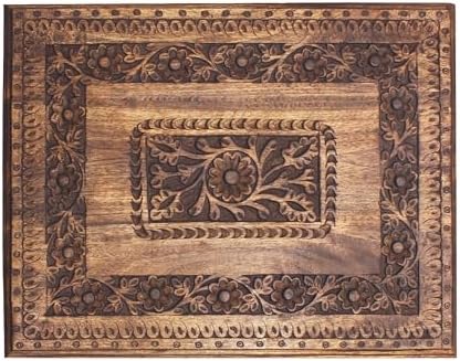 COTTON CRAFT Solid Wood End Table - Hand Carved Brown Side Table with Shelf - Image 6