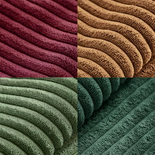 MIULEE Boho Christmas Green Decorative Throw Pillow Covers 18x18 Set of 4 Farmhouse Cushion Covers Color-Clash Corduroy Pillow Cases Modern Soft Corduroy Patchwork Home Decor for Couch Sofa Bedroom - Image 7