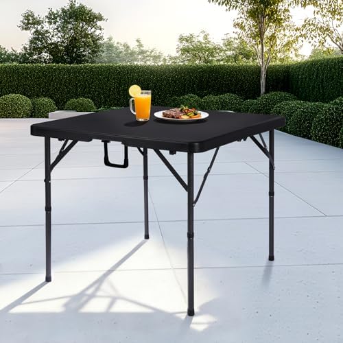 pollilar 34" Folding Card Table Square Portable with Detachable Legs Black - Image 2