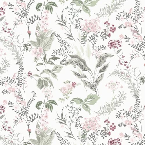 Vinjiasin Wallpaper Peel and Stick Floral Contact Paper Self Adhesive Removable Colorful Flower Leaf Wall Paper for Bathroom Bedroom Nursery 16.1" x 197" by Vinjiasin