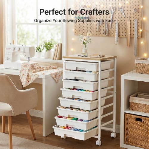Pipishell Rolling Cart with 8 Drawers for Classroom, Craft & Art Room,White - Image 6