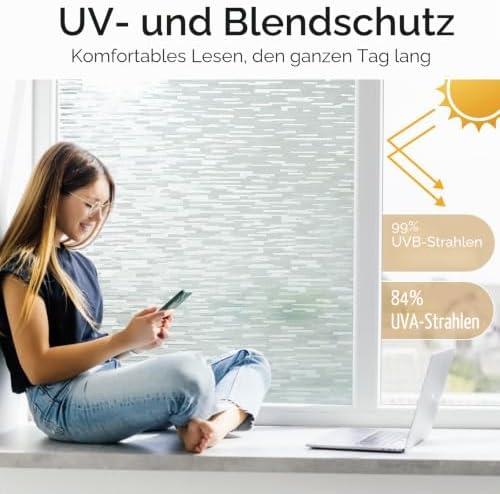 Haton Window Privacy Film, Frosted Stripe Non-Adhesive, 35.4" x 78.7" - Image 3