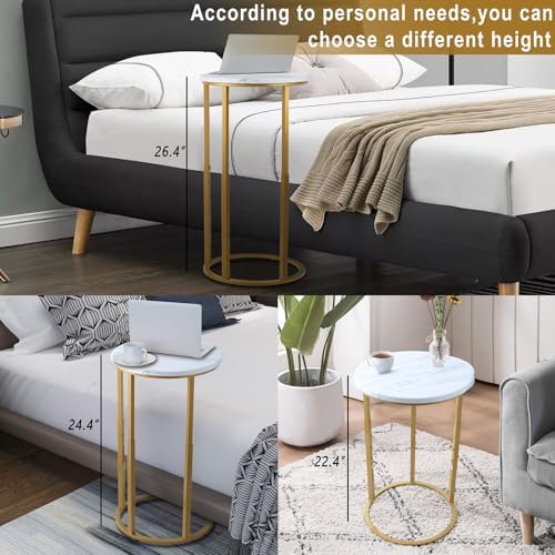 Serteaw C-Shaped End Table, Sturdy Side Table for Couch Sofa Bedside Small Space,C Snack Table TV Tray Record Player Stand Small Tables for Living Room Bedroom,Easy to Assemble,Gold - Image 4