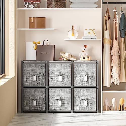 LUKYTOWER Cube Storage Organizer Shelf + 6 Bins + Labels - Image 2