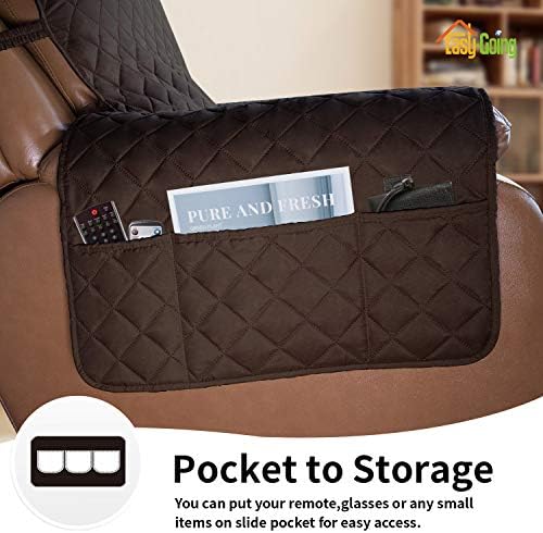 Easy-Going Oversized Recliner Cover Reversible Couch Cover Sofa Cover for Living Room Water Resistant Furniture Protector with Elastic Straps for Pets ('Large Recliner 27-29 in, Chocolate/Beige) - Image 3