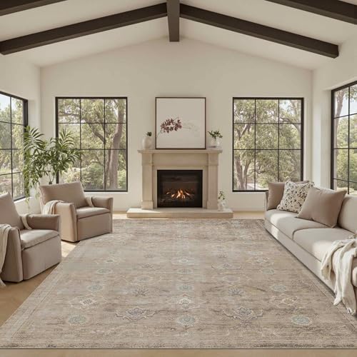 Rugxara Beige 8x10 Area Rugs for Living Room Bedroom Large Washable Rug by Rugxara