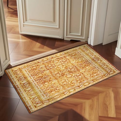 OPPODREAM Vintage Orange Area Rugs 2x3, Washable Rug for Living Room by OPPODREAM