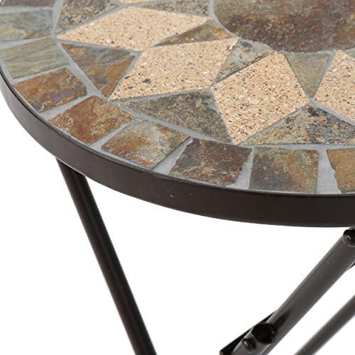 Christopher Knight Home Silvester Outdoor Stone Side Table with Iron Frame, Beige / Black - Image 5