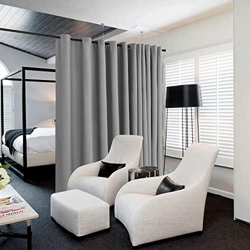 NICETOWN Closet Door Heavy Curtain, Room Dividers Shade Screens Partitions, Extra Large Grommet Space Partition Blackout Curtain, Screen Dividers for Rooms (1 Pack, 20ft Wide x 9ft Long, Silver Grey) by NICETOWN