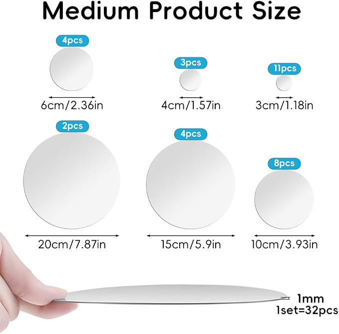32Pcs Mirror Wall Stickers, Medium Circle Ceiling Mirrors for Wall Decor - Image 4