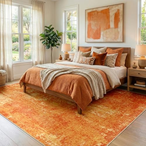 RELEANY Washable 9'x12' Abstract Area Rug for Living Room Orange - Image 2
