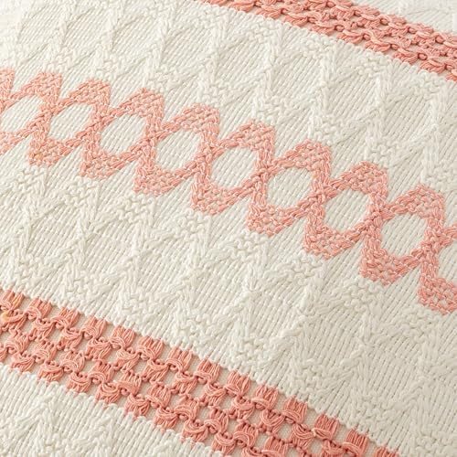 MIULEE Set of 2 Coral Red Boho Decorative Pillow Covers 18x18 Inch - Image 4