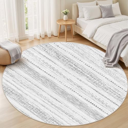 Nakagishi Area Rug Living Room Rugs: 4X4 Machine Washable Boho Large Neutral Farmhouse Stain Resistant Moroccan Indoor Floor Carpet for Bedroom Nursery Dorm Dining Room Home-Color Gray - Image 5