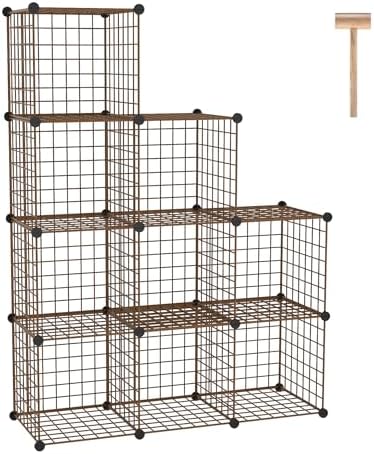 C&AHOME Wire Cube Storage, 9 - Cube Organizer Metal C Grids,Shelves, Brown by CAHOME