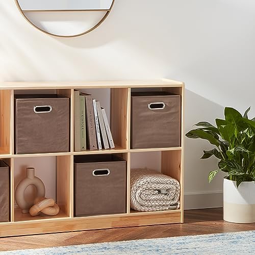 Amazon Basics Collapsible Fabric Storage Bins with Handle, Sturdy Space-Saving Cube Organizer, 10.5" x 10.5" x 11", Taupe, 6-Pack - Image 6