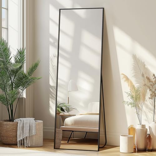 Delma Full Length Mirror with Stand, Black Floor Mirror by Delma