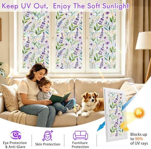 SOMWISE Rainbow Stained Glass Window Privacy Film,Heat Blocking Save Energy - Image 4
