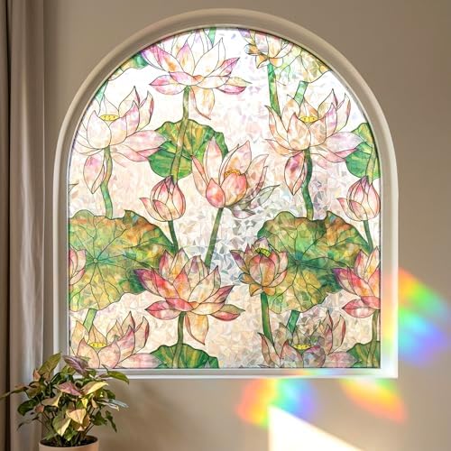 Lotus Flower 3D Prism Window Film Privacy Static Cling Anti UV 17.5x78.7in - Image 6