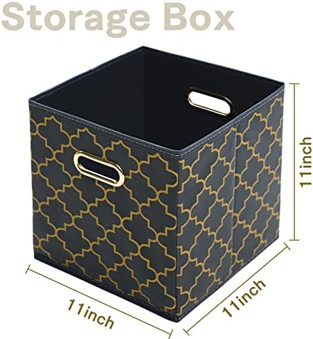 Fabric Cloth Storage Bins,Fabric Cube Organizer with Dual Handles Foldable Cube Storage Baskets for Home Bedroom Storage,Set of 3,(Grey Gold) - Image 2