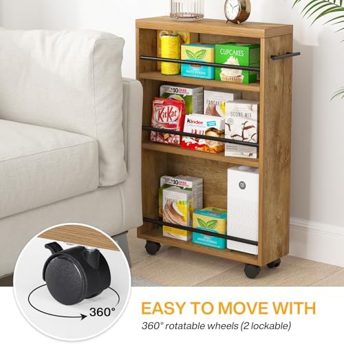 Tribesigns Slim Storage Cart, Rolling Narrow Kitchen Cart on Wheels for Small Place, 4-Tier Slide Out Slim Utility Cart Skinny Laundry Cart with Handle for Kitchen, Bathroom, Laundry - Image 2