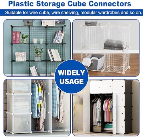Hordion 52pcs Cube Connectors, Black Wire Grid Cube Organizer Connector - Image 6