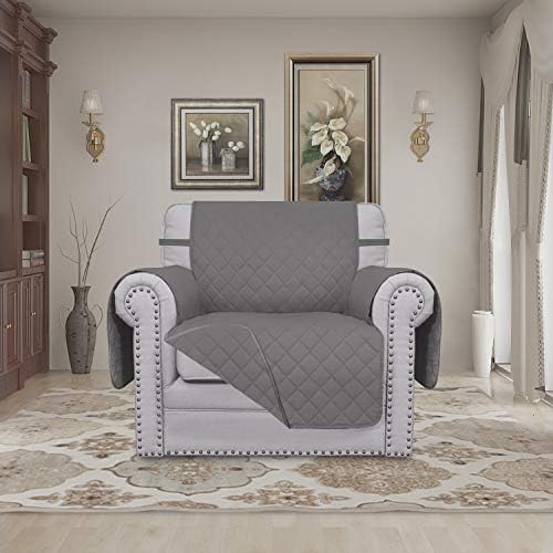Easy-Going Reversible Couch Cover, Small Chair, Gray/Gray - Image 2