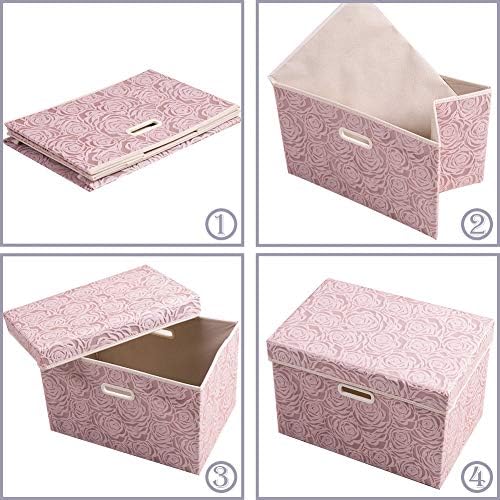 PRANDOM Collapsible Storage Boxes with Lids Fabric Decorative Storage Bins Cubes Organizer Containers Baskets with Cover Handles Divider for Bedroom Closet Living Room 14.9x9.8x9.8 Inch 1 Pack - Image 5
