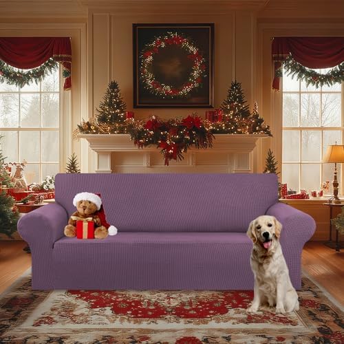 KEKUOU Stretch Oversized Couch Covers for Sofa Slipcover,Dark Purple - Image 2