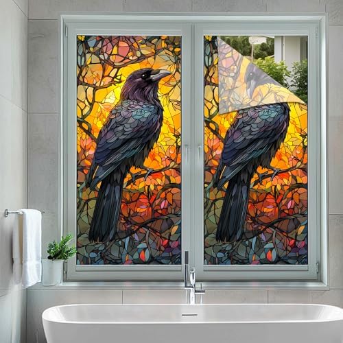 HOMETITUTE Gothic Crow Privacy Window Film Cling 17.7x39.3 PVC - Image 5