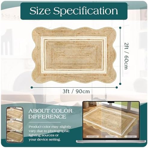 Front Door Rug - 2x3 Jute-Look Doormat Indoor Outdoor Entrance - Image 2