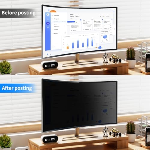 [2026 New] 32 Inch Computer Privacy Screen Filter for 16:9 Aspect Ratio Widescreen Monitor Removable Computer Monitor Privacy Shield - Eye Protection Anti Glare Blue Light Filter - Image 6