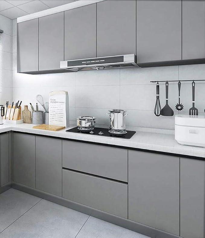 Yasinet Grey Wallpaper Gray Wallpaper Peel and Stick Grey Contact Paper Gray Removable Self Adhesive Wall Paper Solid Color Matte Decorative for Wall Bedroom Vinyl 17.7" X 393.7" - Image 7