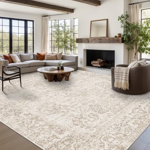 Rugxara 9x12 Extra Large Area Rug,Neutral Vintage Boho Rug for Living Room by Rugxara