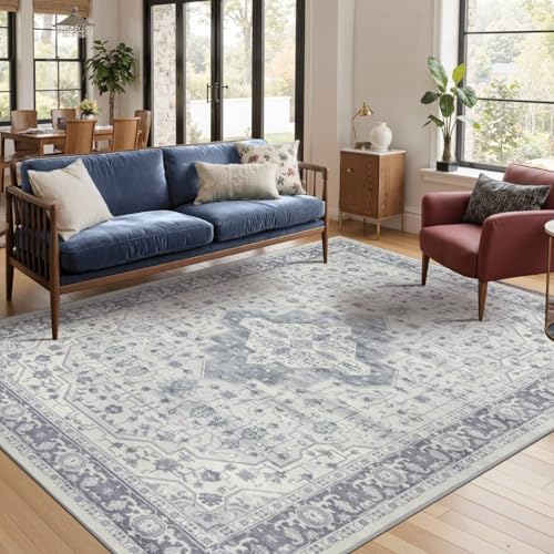 Rugxara 5X7 Washable Area Rug for Living Room, Bedroom,Blue Quartz by Rugxara