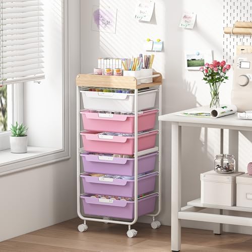 SYKIARIOL Rolling Cart with 6 Drawers,Craft Organizer and Storage,Purple - Image 4