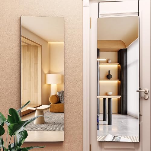 Hasipu Door Mirror Full Length, 47"x 15.8" Full Body Over The Door Hanging Wall Mounted Mirror for Bedroom, Living Room, Cloakroom, Square White by Whatssuitableisthebest