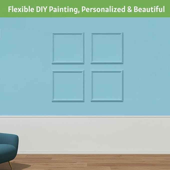 Peel and Stick Wall Molding, 4 Set 24" x 24" Pre Cut Wainscoting Panels | Paintable Wall Panel Kit, Ready-to-Assemble, Waterproof Molding Trim Decor for Living Room Bedroom Hallway Kitchen Island - Image 6