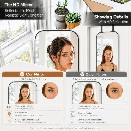 SCWF-GZ 47x14 Full Length Mirror Over the Door Hang or Wall Mounted Black - Image 5