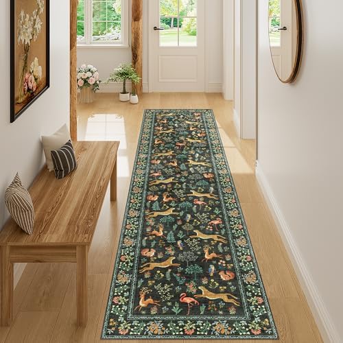 DUKINO 2x8 Washable Runner Rug, Non Slip Animal Kitchen Runner Rug, Black - Image 5