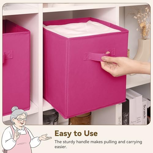 GRANNY SAYS 11 Inch Cube Storage Bin, Cube Organizer Bins, Rose Red, 6-Pack - Image 5