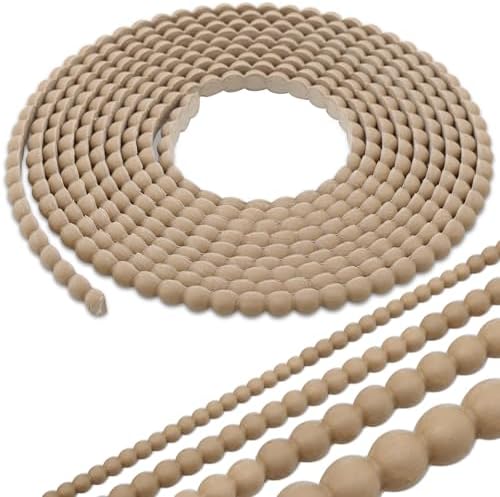 118" x 0.39" Unfinished Wood-Tone Decorative Bead Molding Trim, Flexible Paintable DIY Peel & Stick Wall Moulding for Home Decoration, Bathroom Mirror Frame, Cabinet, Backsplash Tile by Taaizau