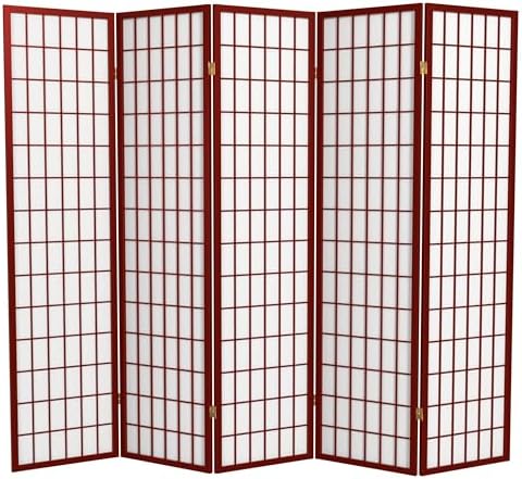 Red Lantern 6 ft. Tall Window Pane Shoji Screen - Rosewood - 5 Panels by RedLantern