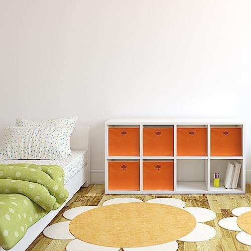 Simple Houseware 11-Inch Foldable Cube Storage Bins with Handles, Orange - Image 4