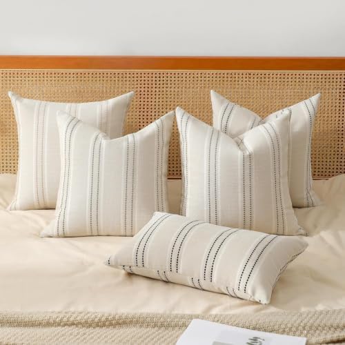 Hckot Stripe Throw Pillow Covers 12x24 Lumbar Navy Blue Pillow Covers - Image 6
