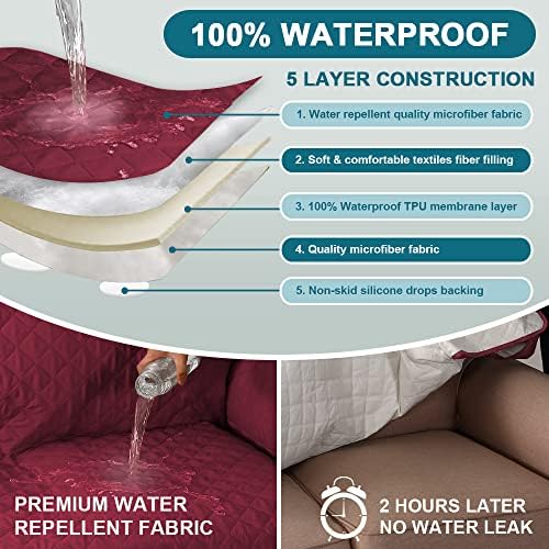 Turquoize 100% Waterproof Sofa Covers Couch Cover for Dogs, Loveseat 54" - Image 3